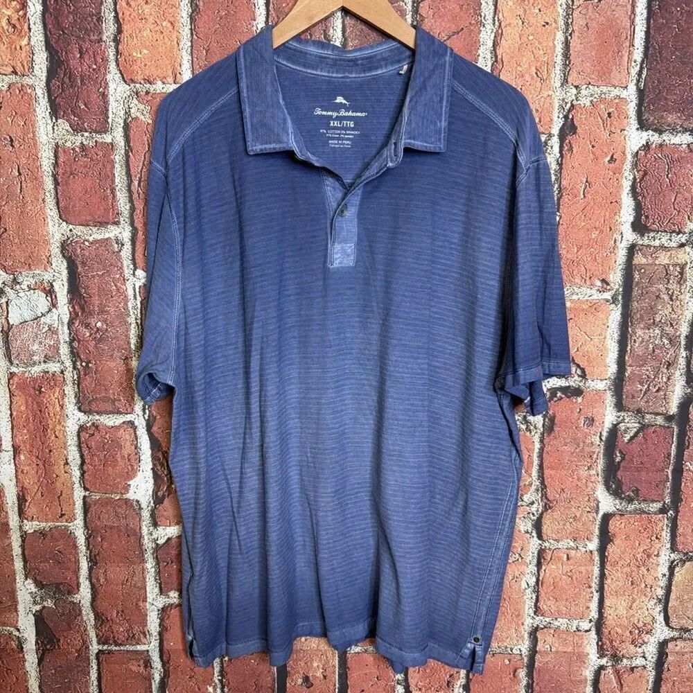 Tommy Bahama Men's Cotton Polyester Stretch Polo Shirt Blue 2XL